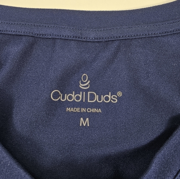 NWOT Cuddl Duds Flexwear Short Sleeve Layered Hem Tee Navy Size Medium M - Picture 3 of 7